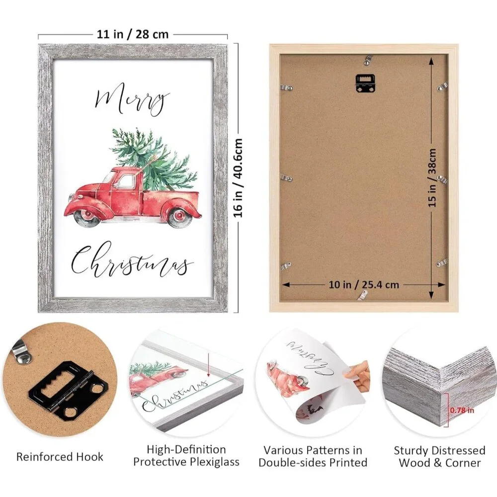 Durable Pine Wood Farmhouse Christmas Sign with Plexiglass and Seasonal Quotes